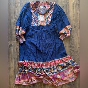 Umgee Navy Blue Paisley Dress NWT